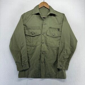 VIntage OG 507 Military Shirt Men's Small 18x26 Green Military Cotton Uniform